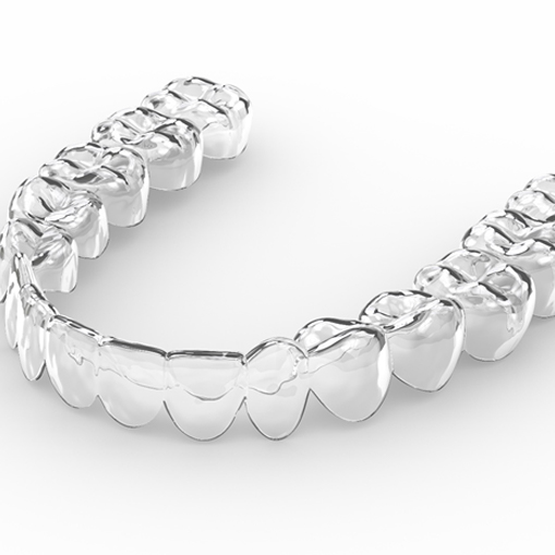 A digital image of a clear Invisalign aligner