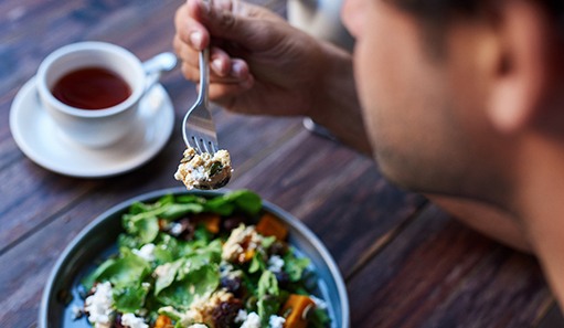 man eating healthy food