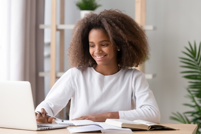 Teen studying